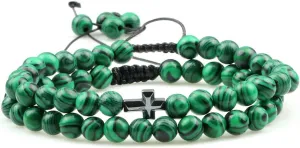 Couples Distance Beads Bracelet Fashion Hematite Cross Tiger Eye Stone Bracelets Handmade Yoga Prayer Jewelry 7652G (9)