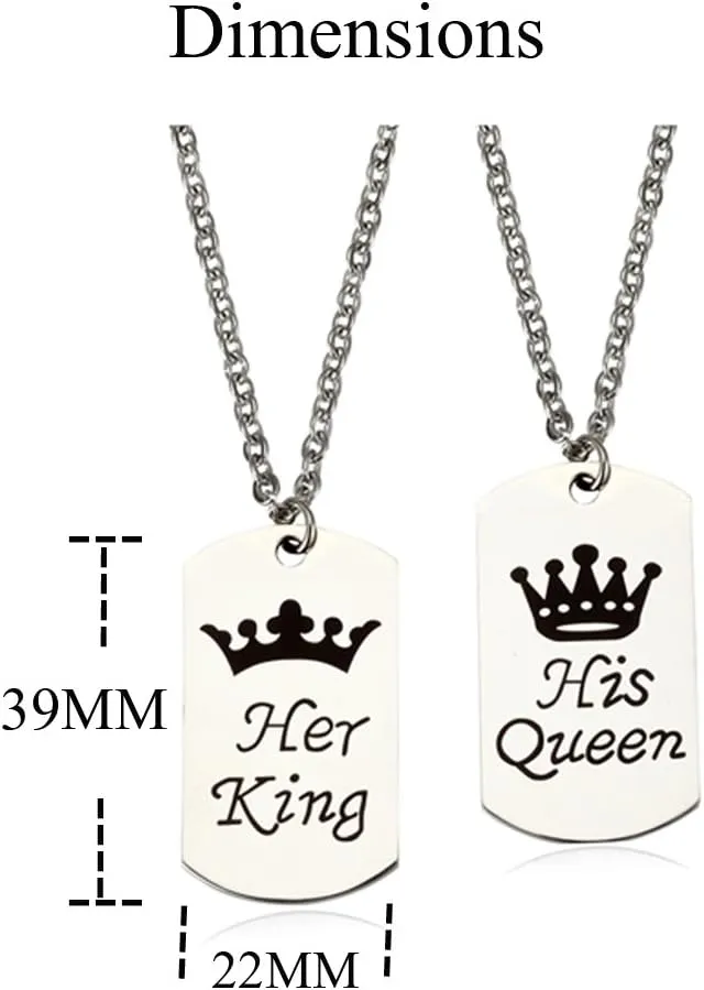 Couples Necklace Stainless Steel couples Necklace for Women Men King & Queen Relationship K & Q Matching Necklaces Puzzle Pendant