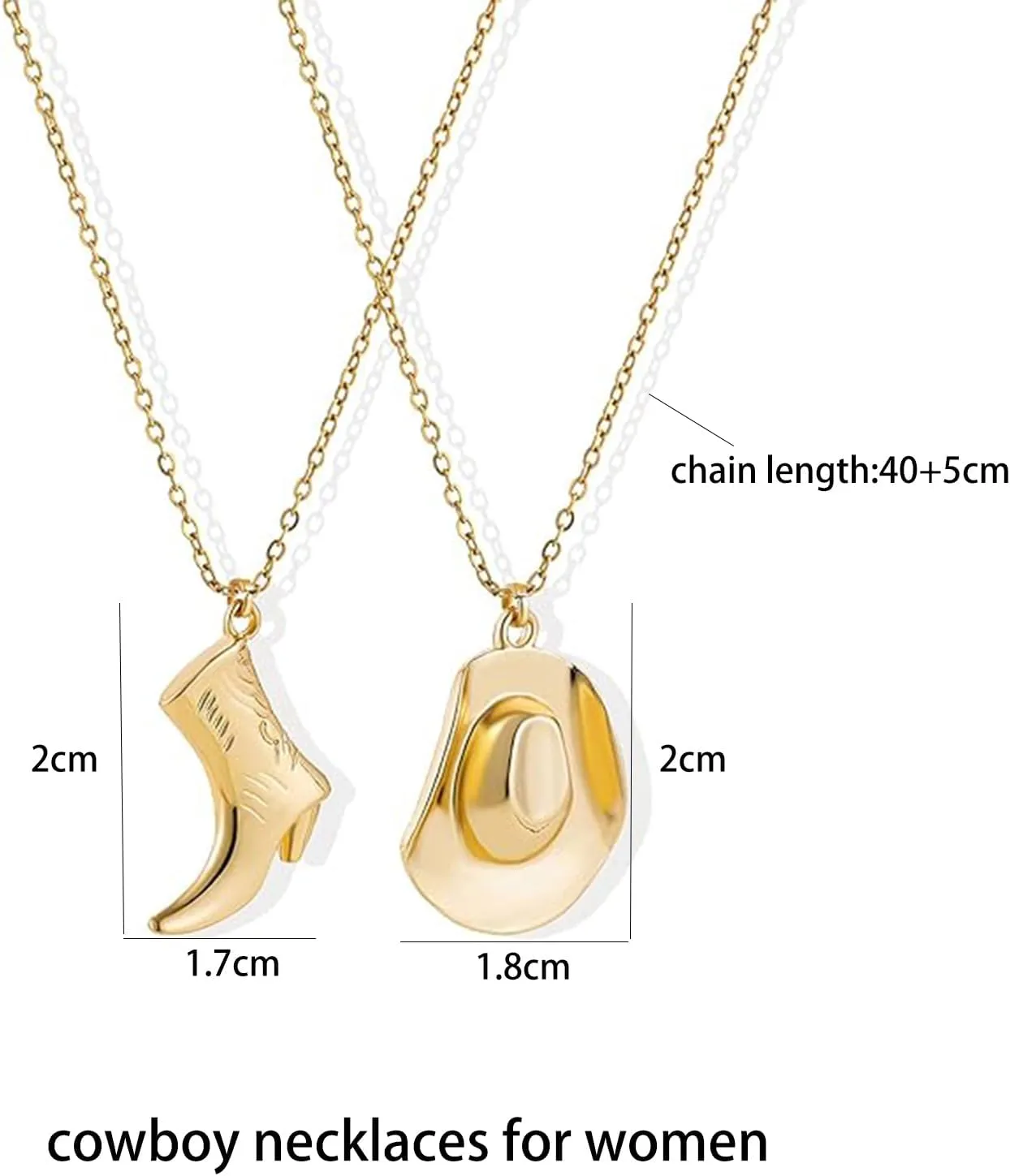 Cowboy Hat Boot Pendant Necklace for Women Layer Dainty Western Cowgirl Hat Boots Chain Gold Charm Necklace Shell Necklaces Summer Seashell Beach Surfer Jewelry Gift