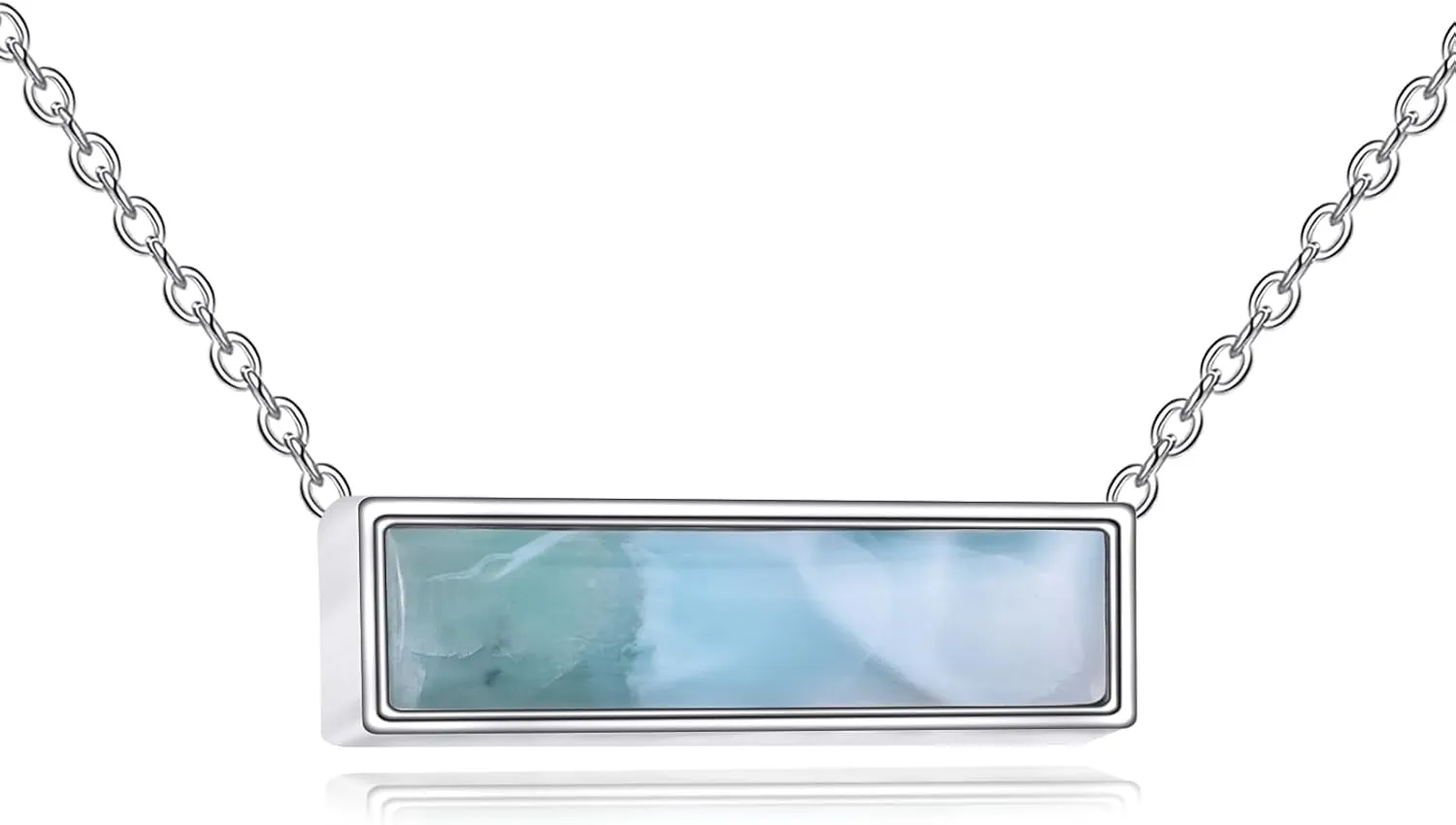 CRMAD Bar Larimar/Turquoise/Moonstone Urn Necklace Sterling Sliver Cremation Jewelry Urn Necklaces for Ashes for Women
