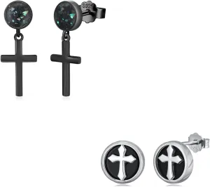 Cross Earrings for Women 925 Sterling Silver Religious Cross Earrings Christian Jewelry Faith Gifts for Men