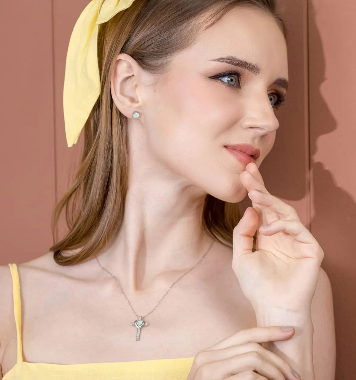 Cross Necklace for Women, Birthstone Necklace, Genuine or Synthetic Gemstone Necklace, Cross Pendant, Heart Cross, Necklaces for Women, Sterling Silver Necklace or Gold Flash Silver Necklace