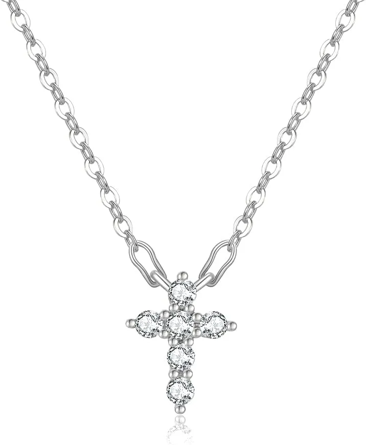 Cross Necklace for Women Cross Choker Datiny Small Cute Sideway Necklaces CZ Layered Faith Pendant Necklace Trendy Religious Jewelry Gift