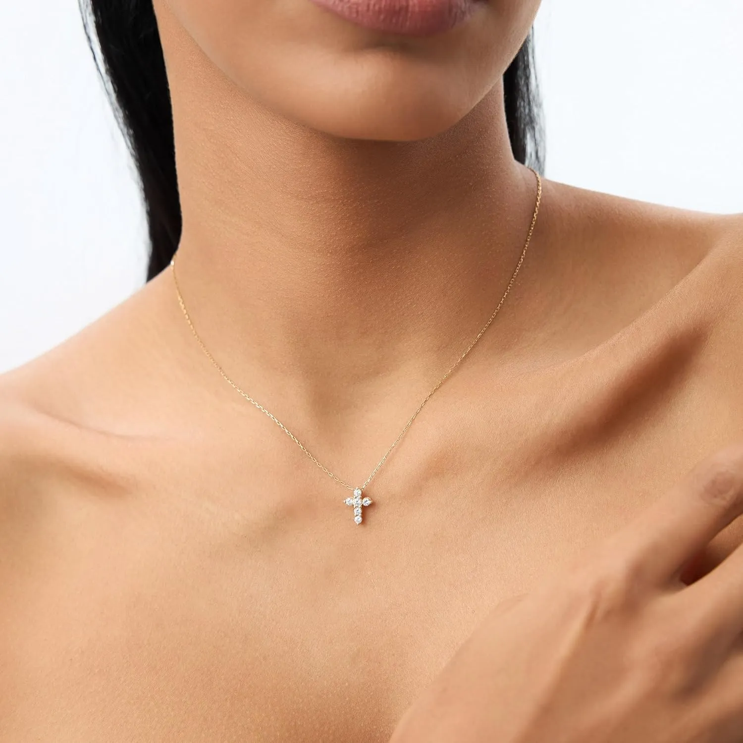 Cross Necklace for Women Cross Choker Datiny Small Cute Sideway Necklaces CZ Layered Faith Pendant Necklace Trendy Religious Jewelry Gift