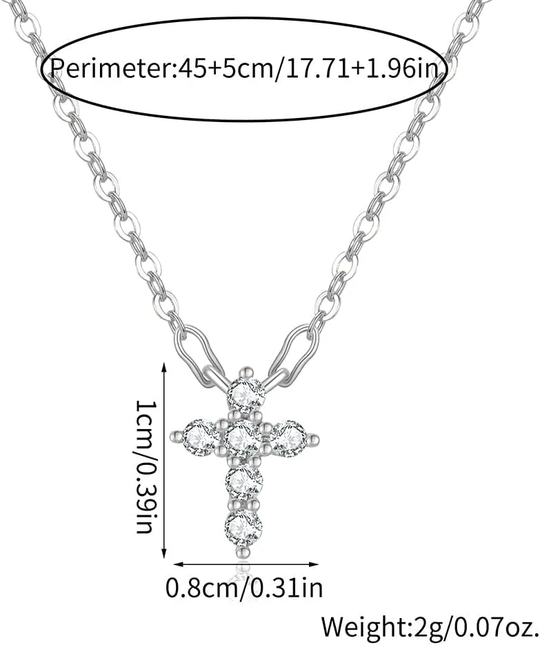 Cross Necklace for Women Cross Choker Datiny Small Cute Sideway Necklaces CZ Layered Faith Pendant Necklace Trendy Religious Jewelry Gift