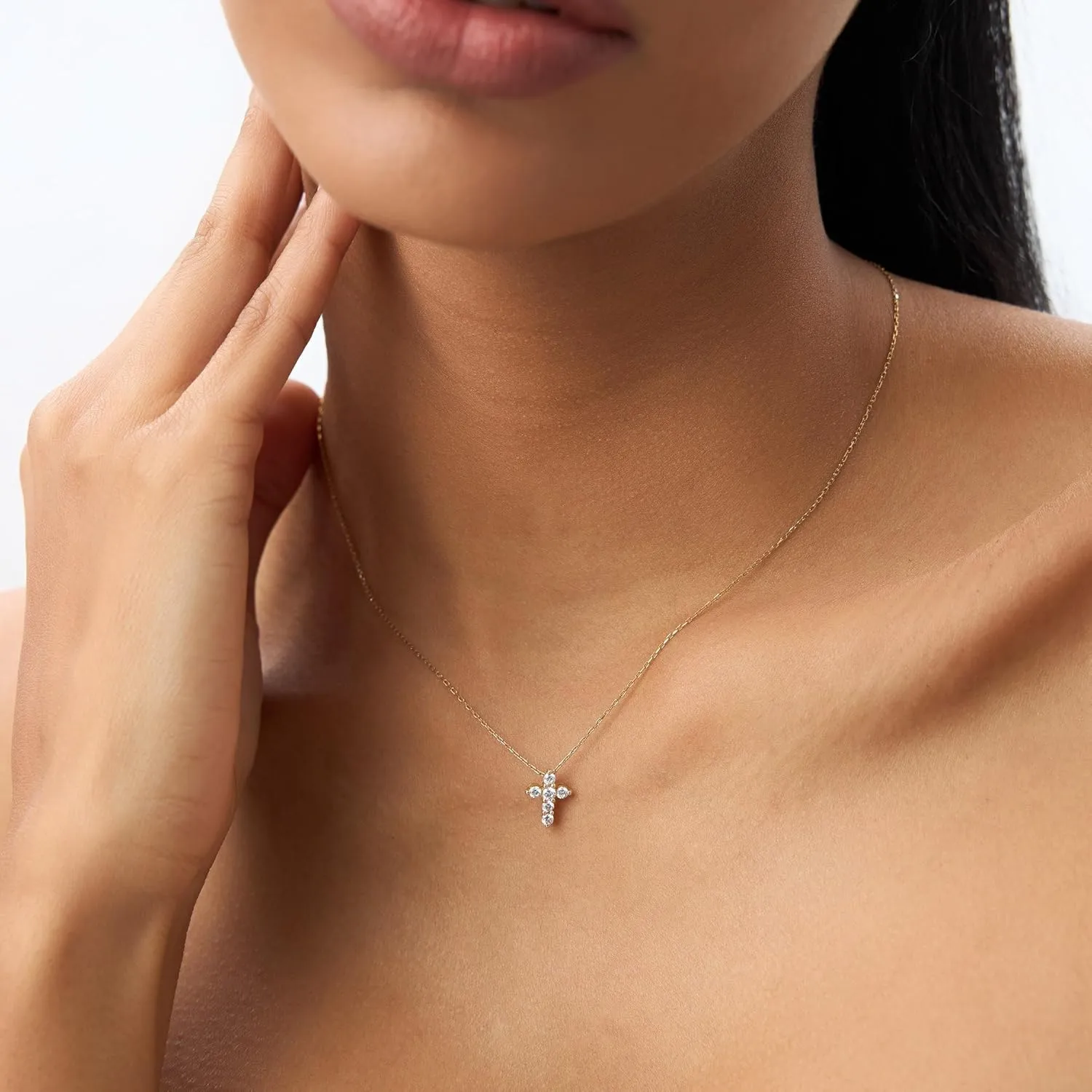 Cross Necklace for Women Cross Choker Datiny Small Cute Sideway Necklaces CZ Layered Faith Pendant Necklace Trendy Religious Jewelry Gift