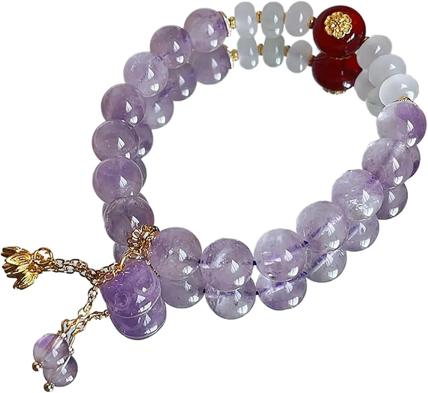 Crystal Bracelet Amethyst Bracelet,Natural Crystal Bracelet Box,Healing Prayers Crystal Bracelet for Women Anxiety Stress Stone Bracelet