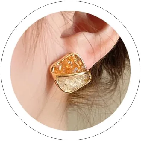 Crystal Geometric Stud Earrings Dainty Rectangle Square Earring Minimalist Triangle Stud Earring Trendy Geometric Statement Prom Earrings Jewelry for Women