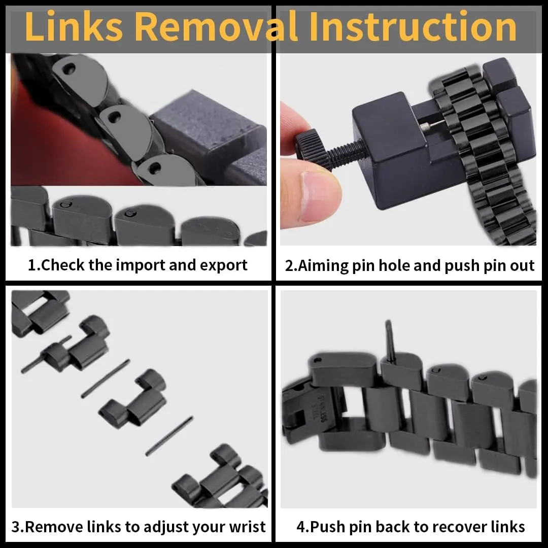 Customize Personlized Elegant Black Stainless Steel Adjustable Link Biker Bracelet for Dad Husband