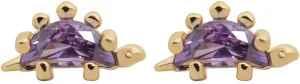 Cute Dinosaur Stud Earrings colorful Cubic Zirconia Tiny Animal Earrings for Women-Purple 8