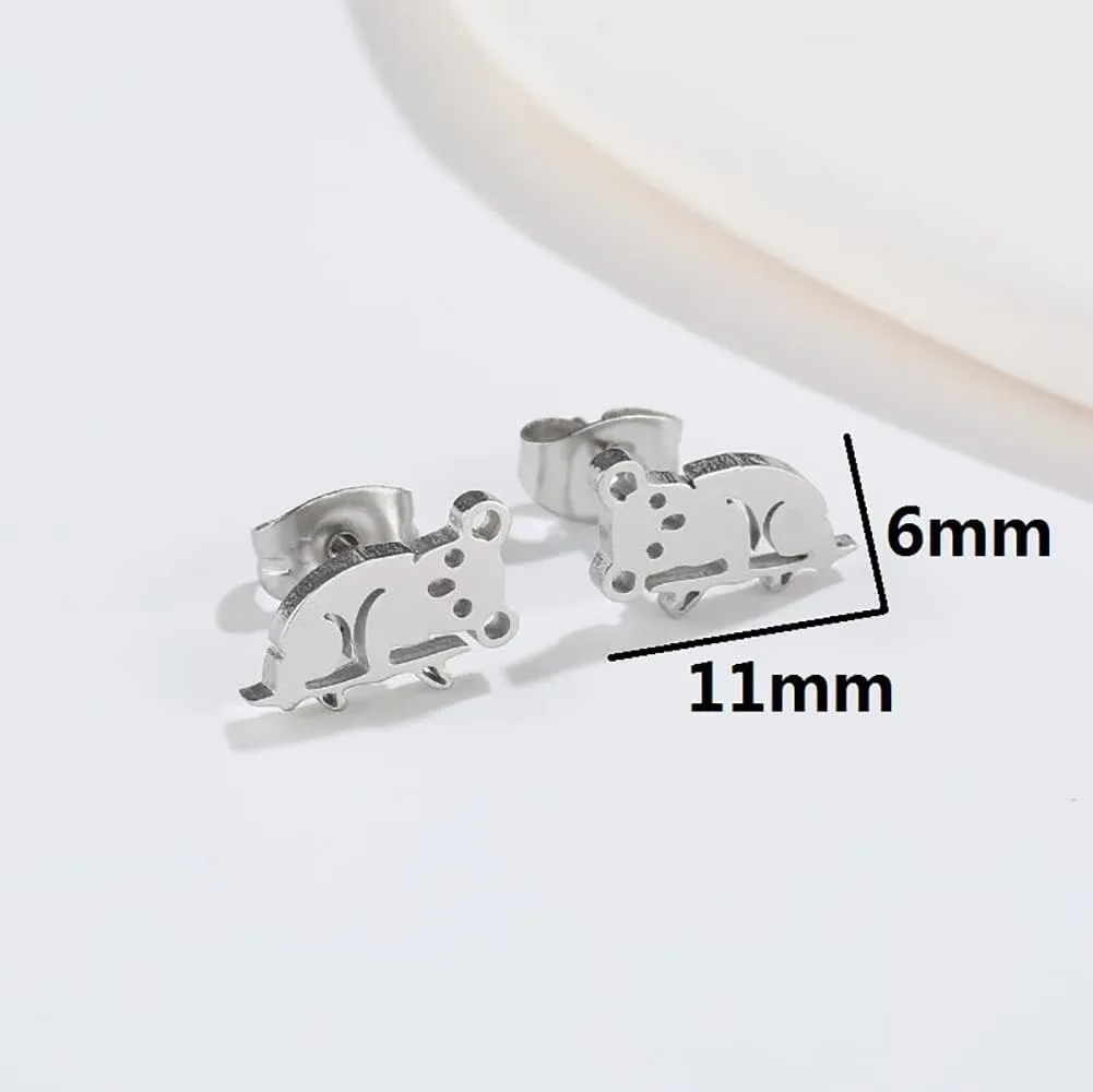 Cute Koala Branches Stud Earrings Stainless Steel Animal Tiny Cartilage Studs Earring Minimalist Jewelry for Women Teen Girls Sensitive Ears