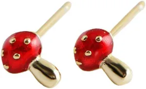 Cute Red Mushroom Enamel 925 Sterling Silver Cartilage Tragus Small Stud Earrings for Women Dainty Minimalist Tiny Mini Plant Piercing Post Pin Hypoallergenic for Sensitive Ear Fashion Jewelry Gifts Daughter Her Bff Birthday