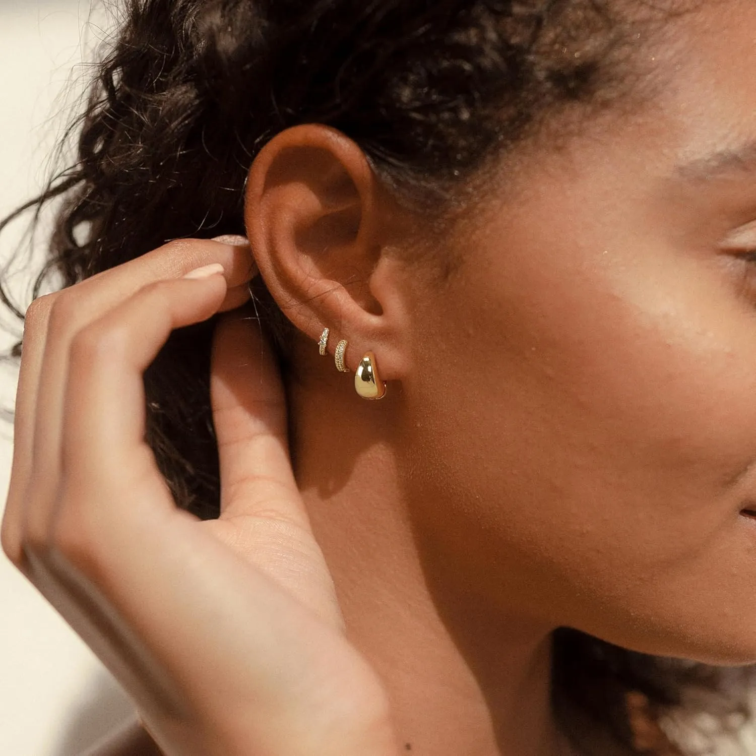 Dainty 14k Gold Plated Huggie Earrings,Trendy Hypoallergenic Small CZ Diamond Hoops Dangle Earrings Jewelry