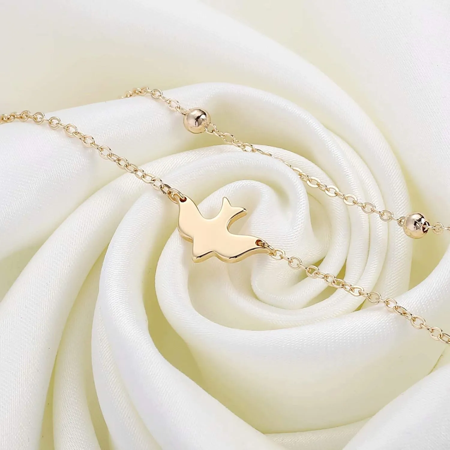 Dainty Gold Bracelets for Women, 14K Gold Plated Adjustable Layered Bracelet Cute Evil Eye Oval Chain Pearl Bar Turtle Gold Bracelets for Women Jewelry