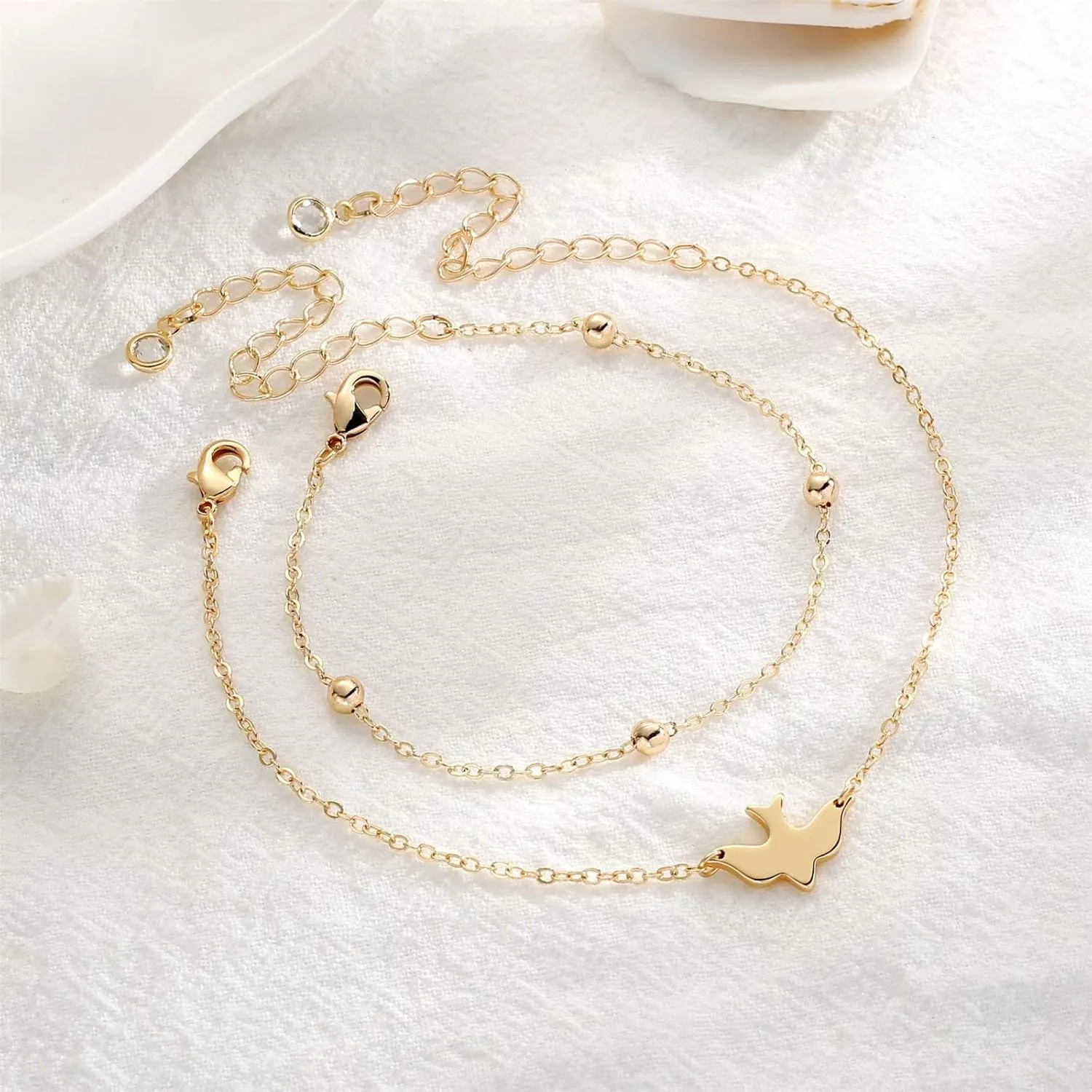 Dainty Gold Bracelets for Women, 14K Gold Plated Adjustable Layered Bracelet Cute Evil Eye Oval Chain Pearl Bar Turtle Gold Bracelets for Women Jewelry