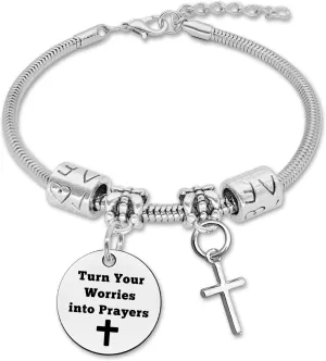 DlaeKua Inspirational Religious Gifts for Women Religious Bracelets Christian Gift for Women Inspirational Quotes Bracelets Bible Verse Gifts Faith Gifts for Her Communion Gifts Baptism Gifts for Her
