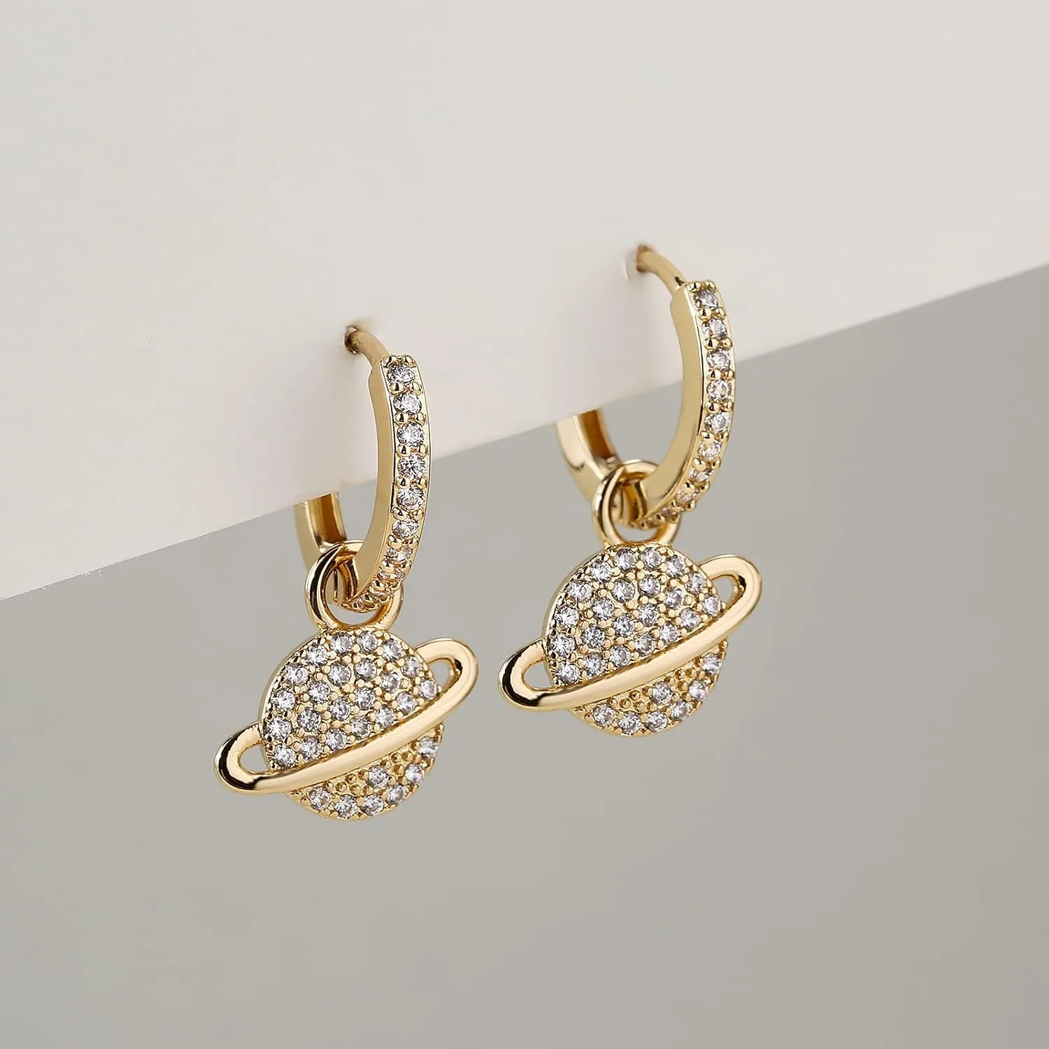 DS Huggie hoop earrings for women,14K Gold Plated Dainty Minimalist Drop Dangle Pierced cartilage earlobe Earrings Classic Zircon Small Hoop Earrings Jewelry Gift for Wife Mom