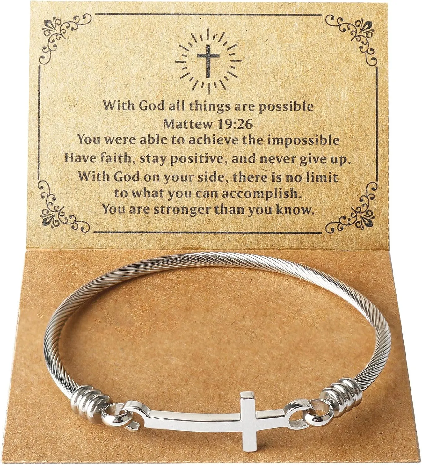DS Religious Gift for Her Christian Cross Bracelet Bible Verse God is Within Her She Will Not Fall Inspirational Bracelets For Women Stainless Steel Jewelry Gift To Daughter Best Friend