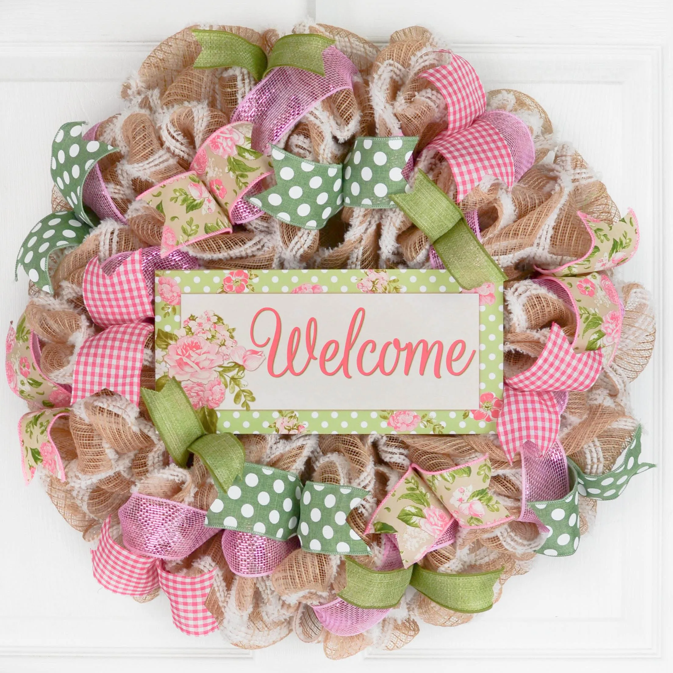 Everyday Floral Welcome Wreath, Door Wreaths for Spring and Summer