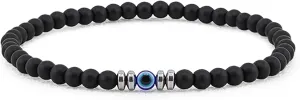 Evil Eye Bracelet 4 mm Natural Stretch Adjustable Beaded Bracelets for Men