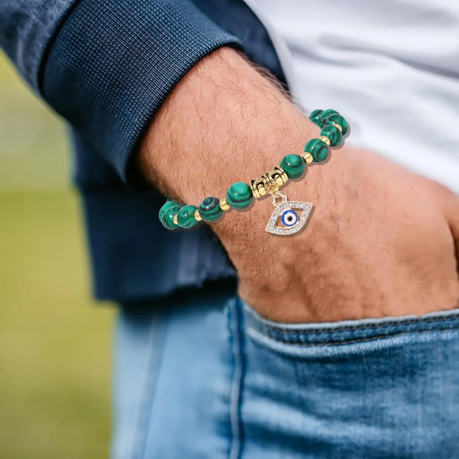 Evil Eye Bracelets, Protection Bracelets for Women, Mal De Ojo Bracelet, Healing Natural Stone Beads Bracelet Amulet Jewelry Bring Happiness Prosperity Blessing, Good Luck Jewelry Gifts for Women