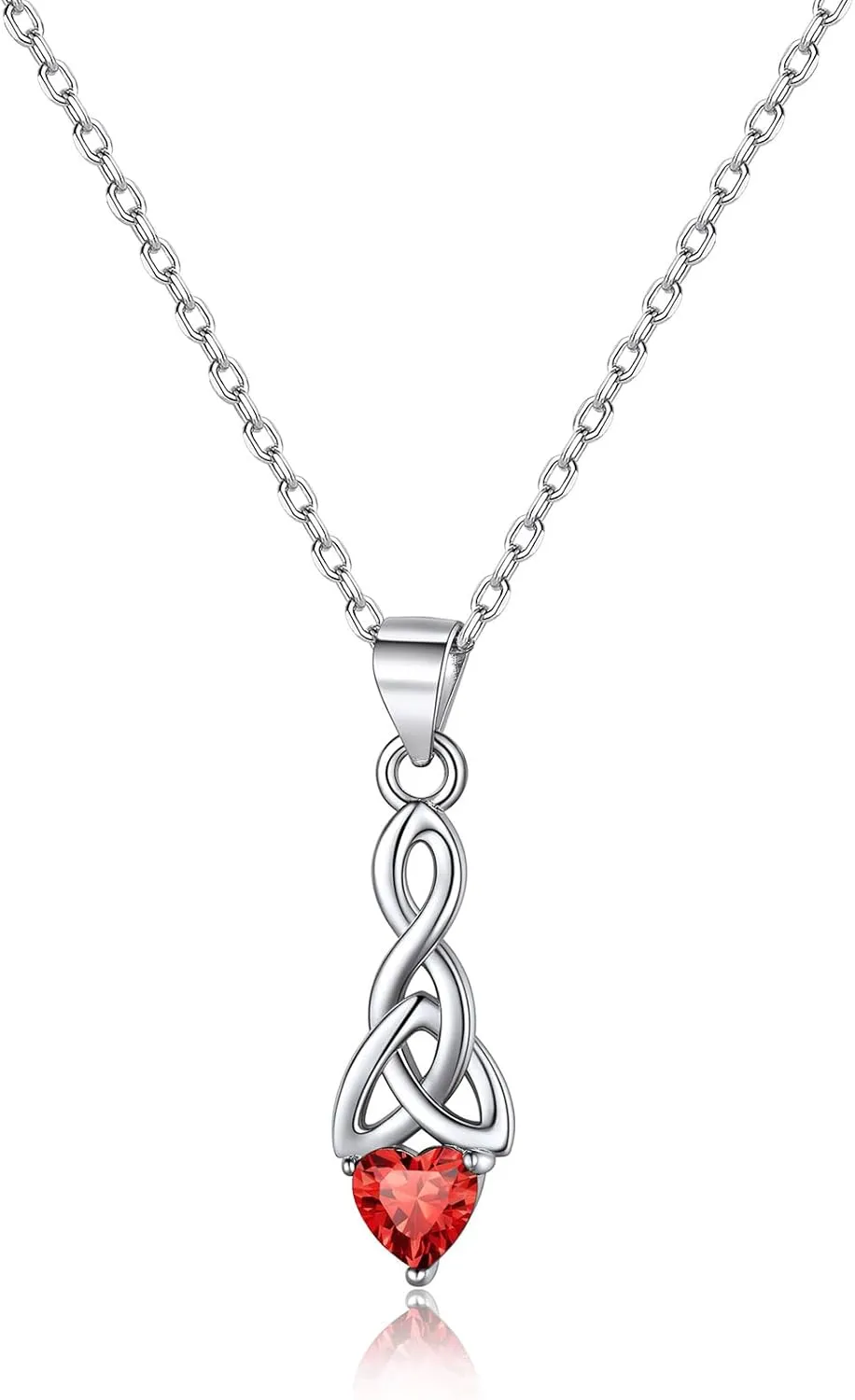 FaithHeart 925 Sterling Silver Birthstone Necklace for Women, Round/Celtic Knot Gemstone Pendant Necklaces Dainty Crystal Jewelry Birthday Gifts for Mom Wife Her with Gift Box