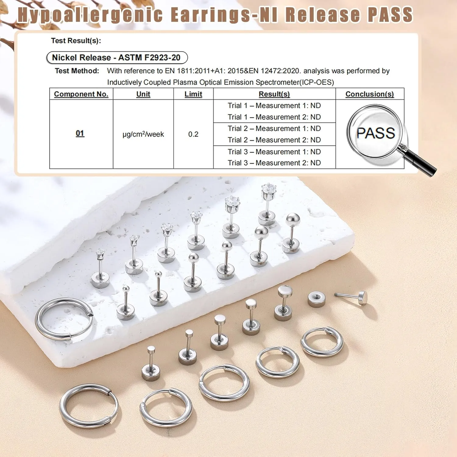 FASACCO Small Tiny Stud Flat Back Earring Hypoallergenic Gold Studs 14K Surgical Steel Earring Sets for Multiple Piercing Cartilage Hoop Earrings