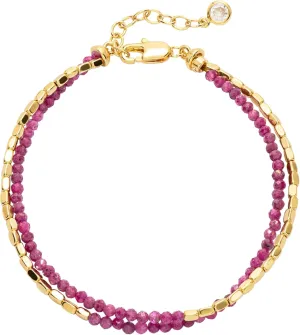 Fettero Charm Bracelet for Women Trendy - Dainty Gold Bracelet Stack Cute Beads Bracelet 14K Gold Plated Layered Boho Bracelets Jewelry