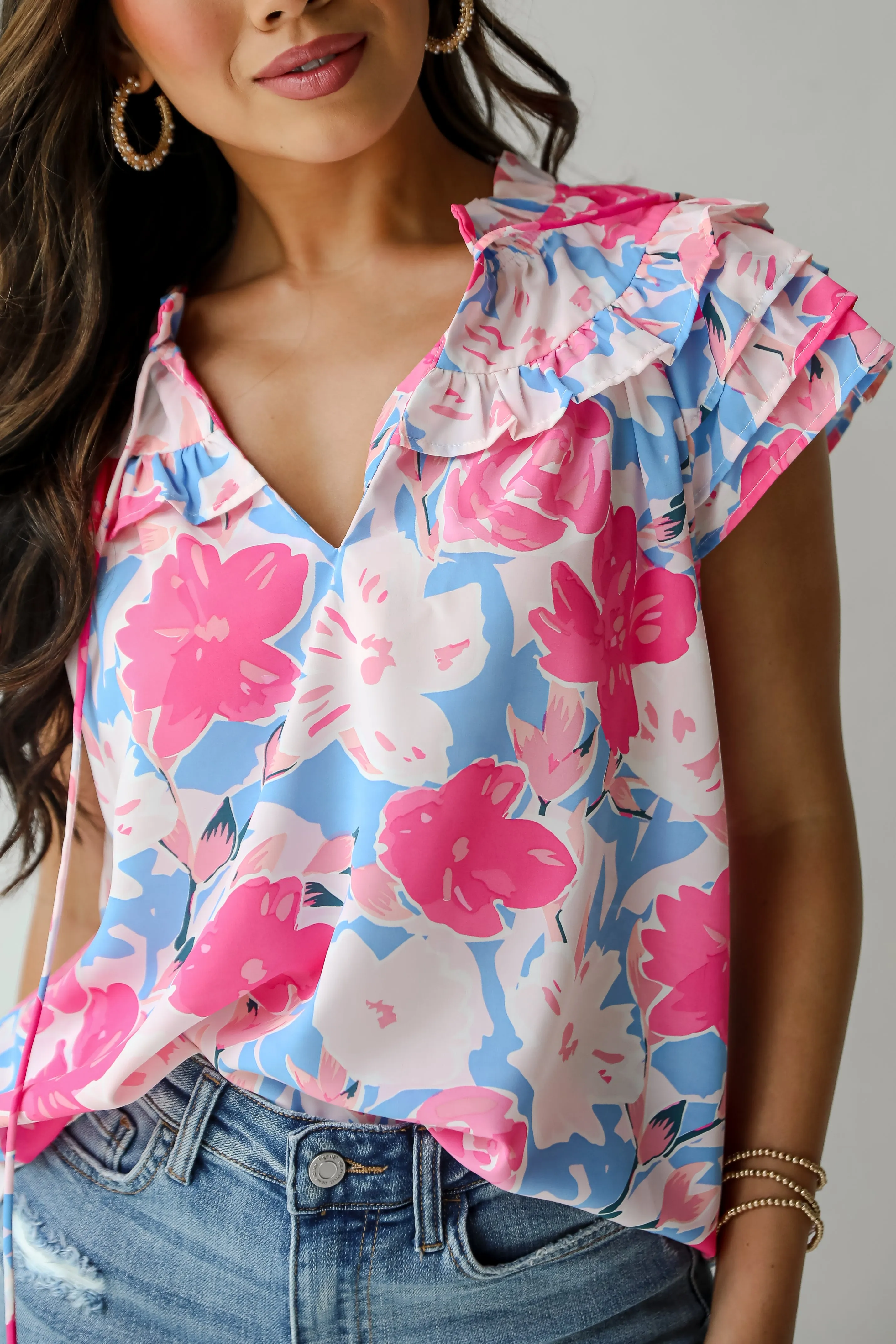 FINAL SALE - Exceedingly Adorable Pink Floral Blouse