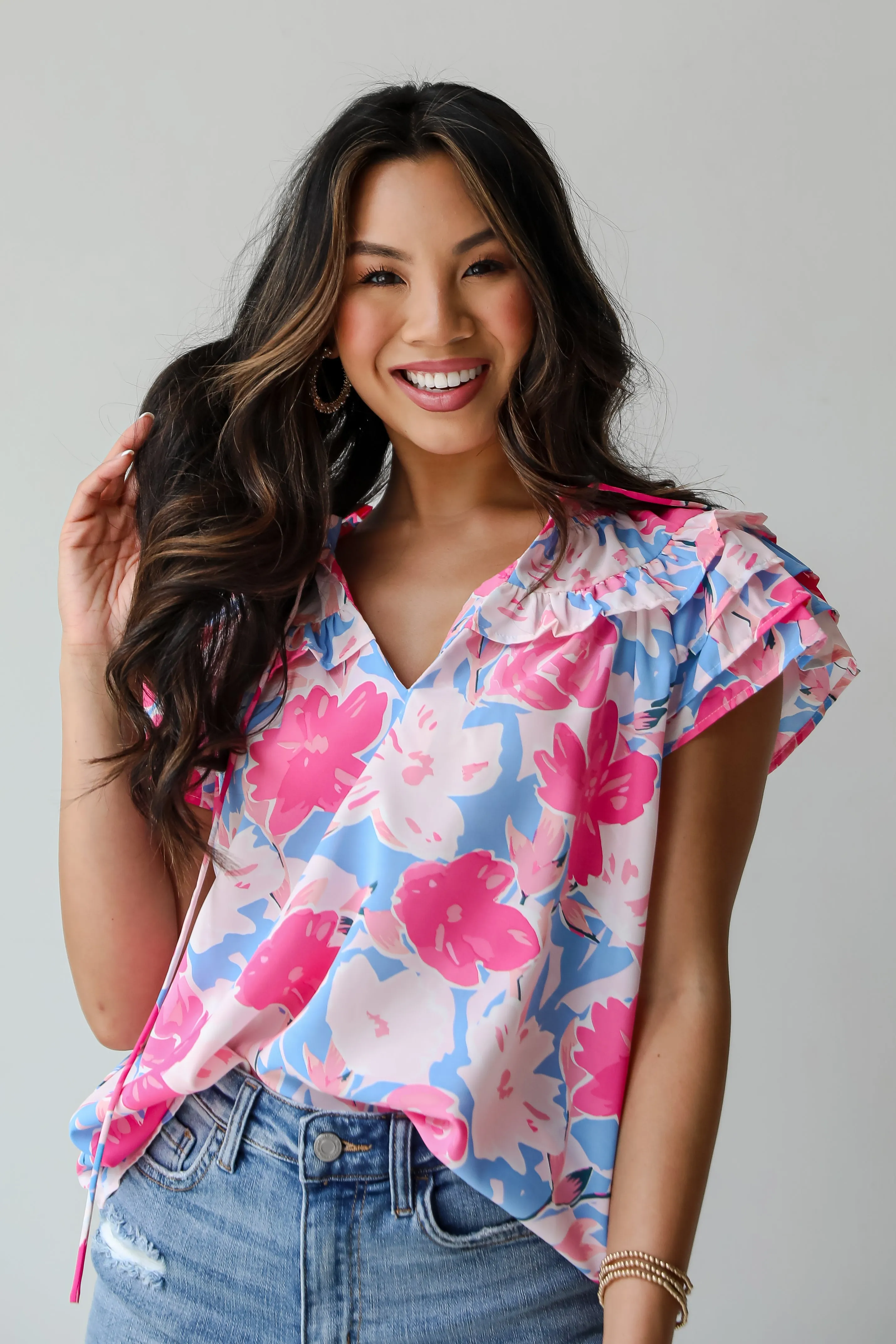 FINAL SALE - Exceedingly Adorable Pink Floral Blouse