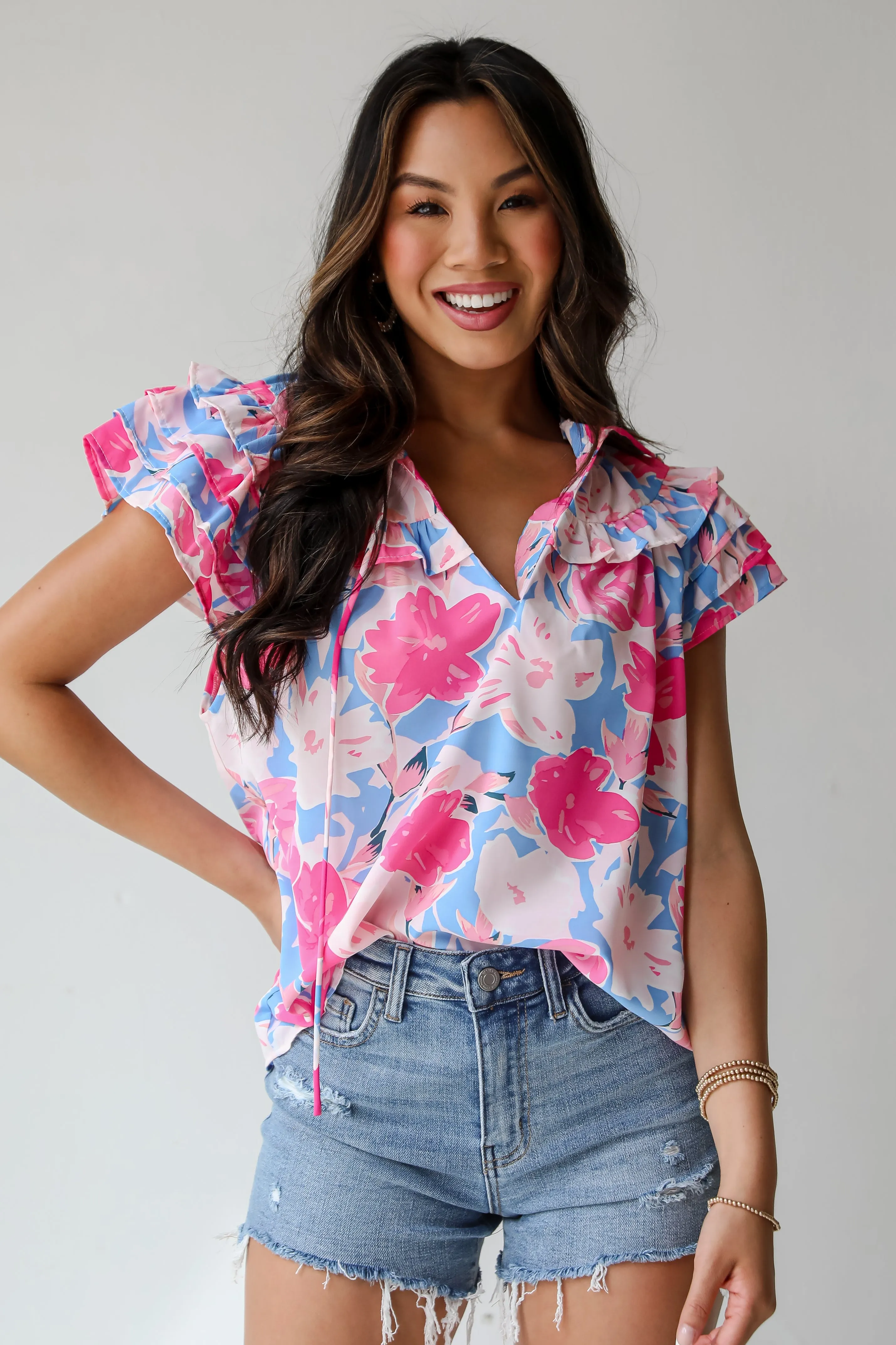FINAL SALE - Exceedingly Adorable Pink Floral Blouse