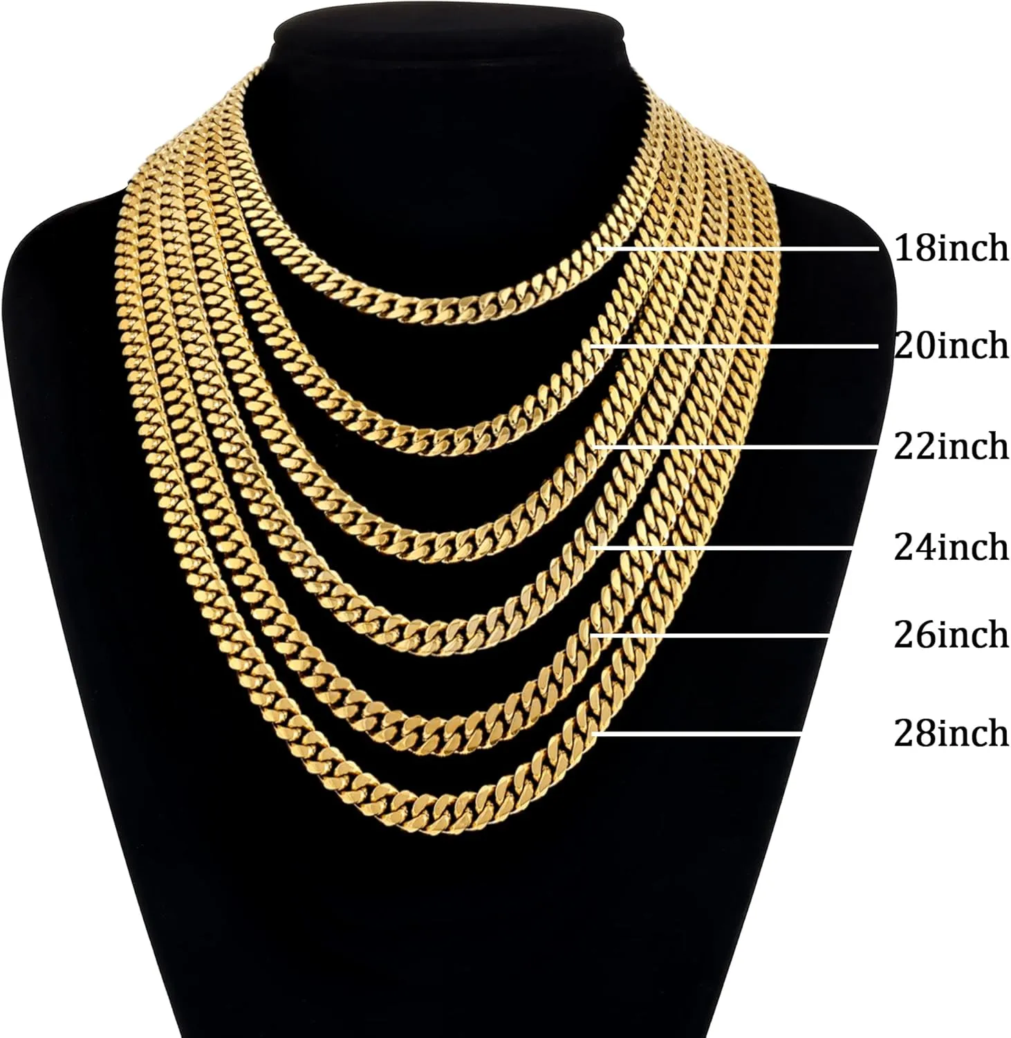 Fiusem 3.5mm Cuban Link Chains for Men, Silver Tone/Black/14K Gold Plated Stainless Steel Necklace Chain, Mens Necklace 16, 18, 20, 22, 24, 26, 28 Inch