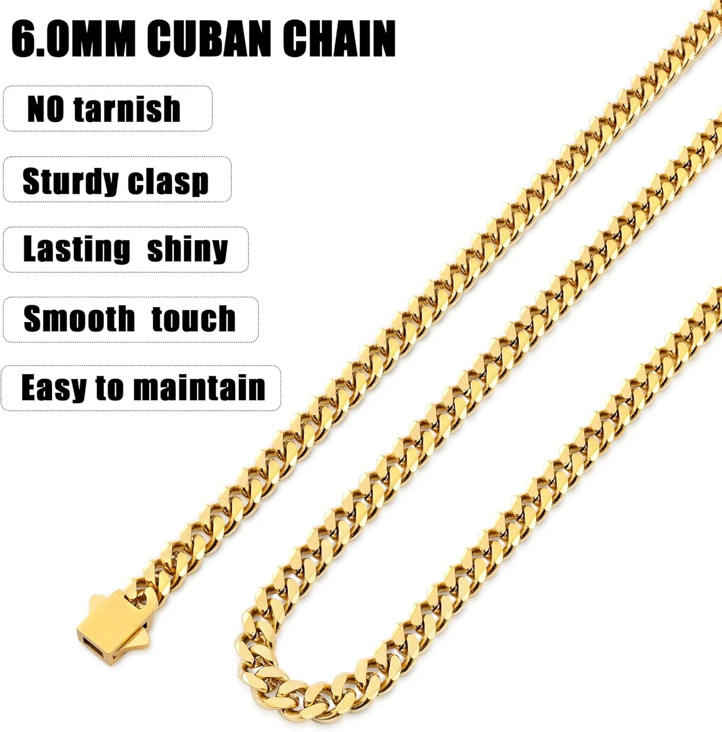 Fiusem 3.5mm Cuban Link Chains for Men, Silver Tone/Black/14K Gold Plated Stainless Steel Necklace Chain, Mens Necklace 16, 18, 20, 22, 24, 26, 28 Inch
