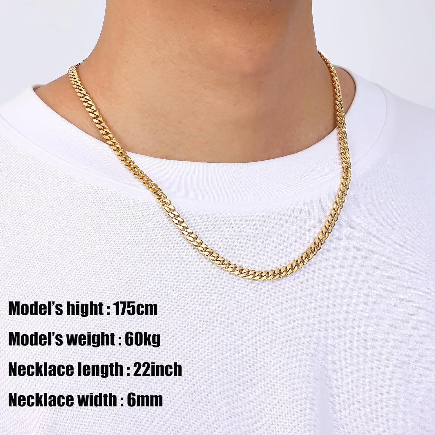 Fiusem 3.5mm Cuban Link Chains for Men, Silver Tone/Black/14K Gold Plated Stainless Steel Necklace Chain, Mens Necklace 16, 18, 20, 22, 24, 26, 28 Inch