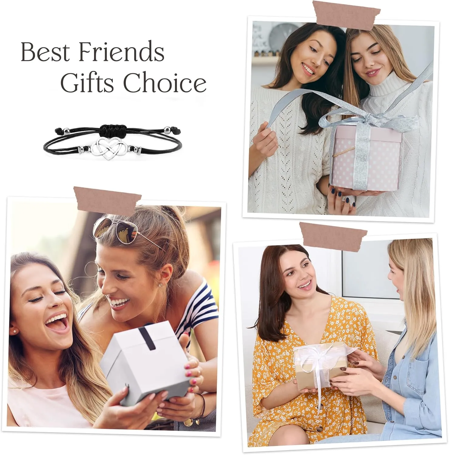 Friendship Gifts for Women - Best Friend Bracelets for 2, Friendship Bracelet, Heart Sunflower Butterfly Yin Yang Best Friend Jewelry, Birthday Valentines Gifts for Female Sister Bff