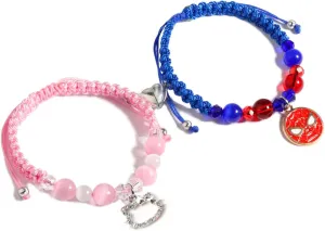 Friendship/Couples Bracelets Set, Birthday Valentine's Day Jewelry Gifts for BF GF Daughter Sister Bestie,Spider Kitty Gwen Matching Bracelet for Couples Best Friend