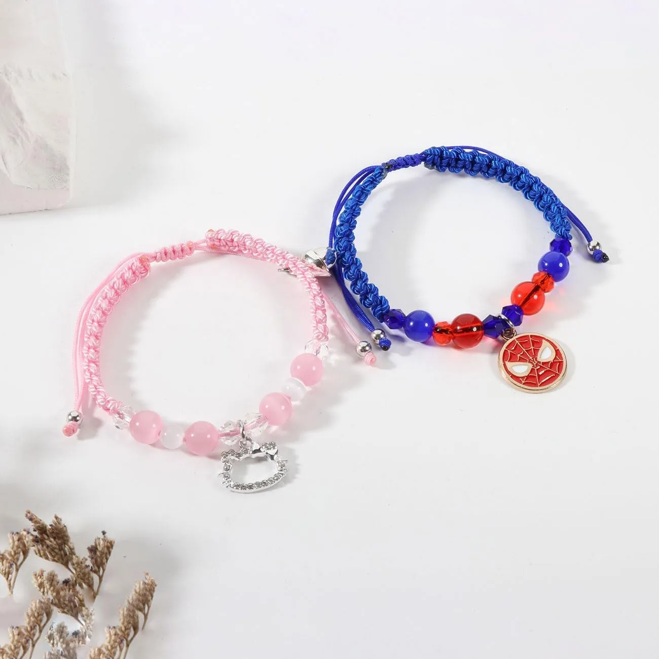 Friendship/Couples Bracelets Set, Birthday Valentine's Day Jewelry Gifts for BF GF Daughter Sister Bestie,Spider Kitty Gwen Matching Bracelet for Couples Best Friend