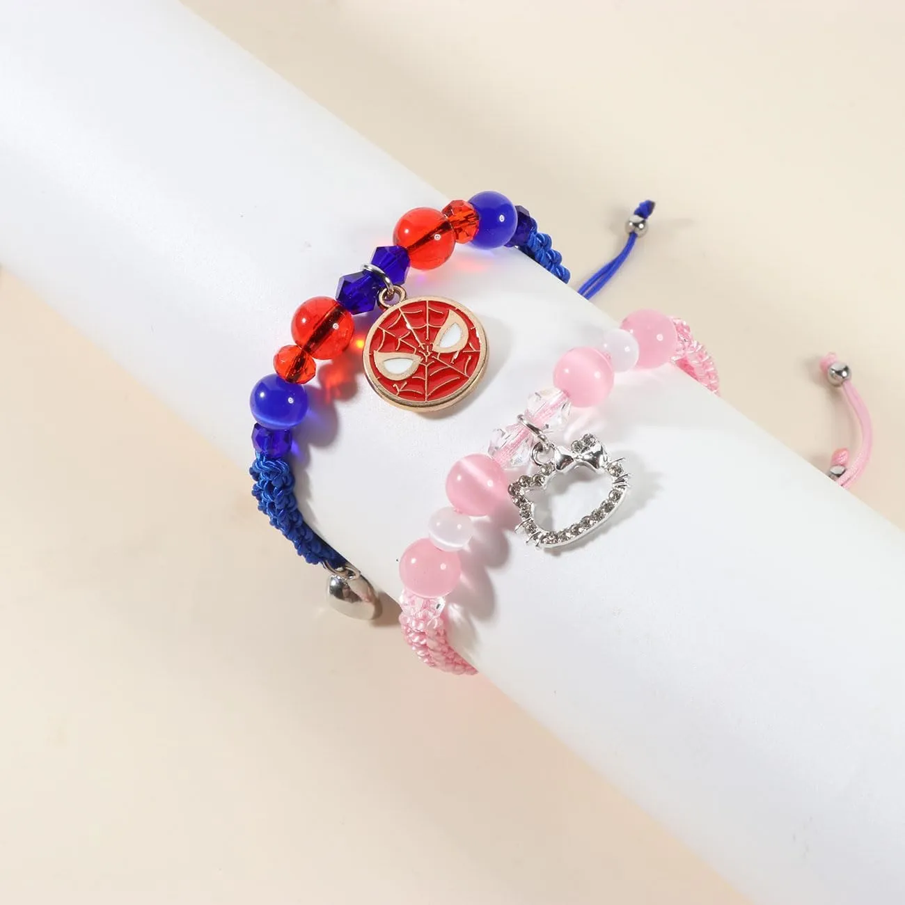 Friendship/Couples Bracelets Set, Birthday Valentine's Day Jewelry Gifts for BF GF Daughter Sister Bestie,Spider Kitty Gwen Matching Bracelet for Couples Best Friend
