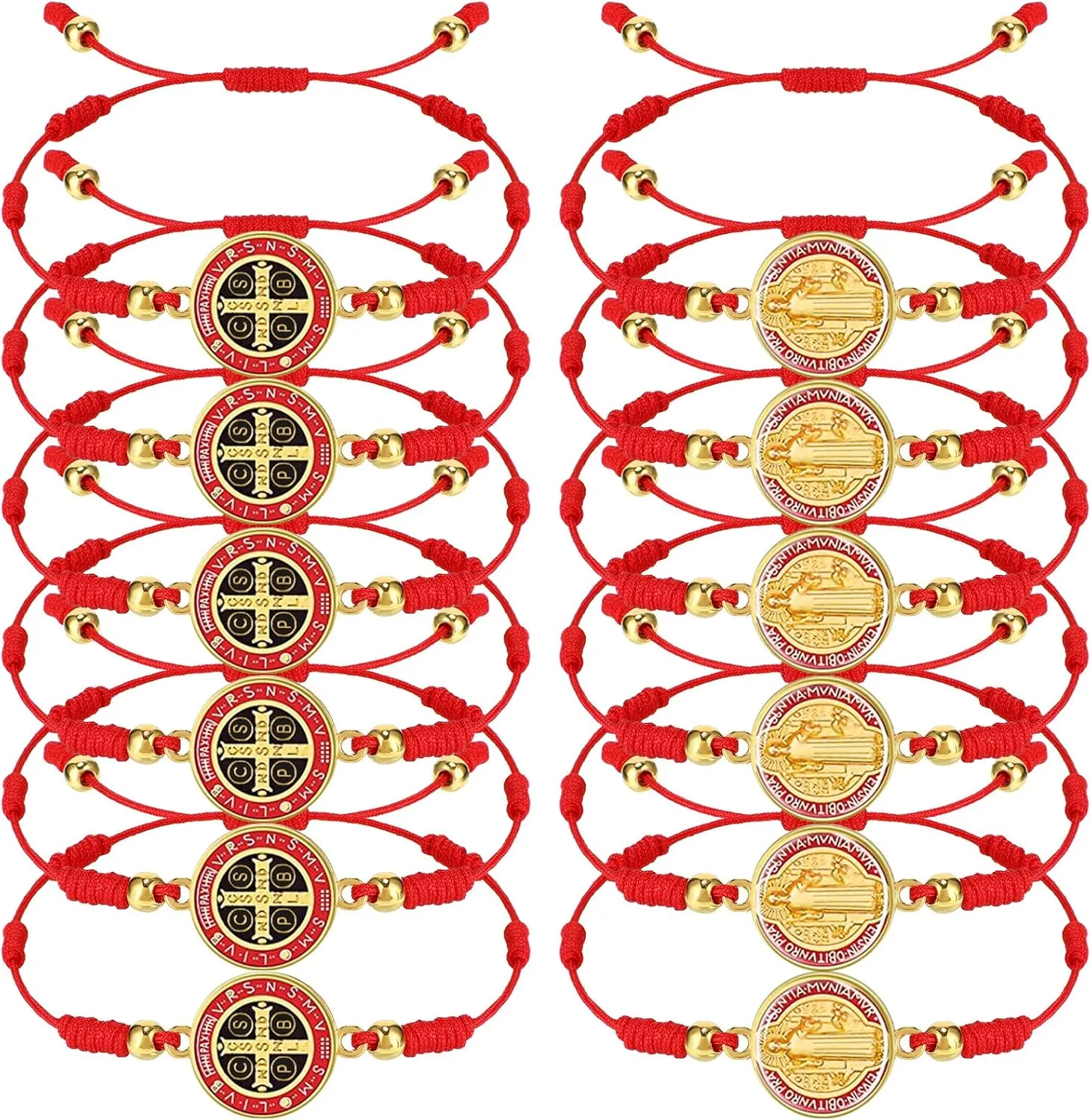 Fumete 12 Pieces 7 Knot Catholic String Bracelets Recuerdos De Confirmacion Catolica Adjustable Rosary Bracelet for Women Men