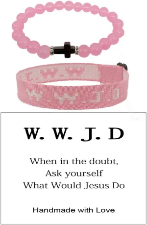 Fuqimanman2020 WWJD Braided Rope Bracelet Cross Pendant Beads Stretch Bracelet for Women Men What Would Jesus Do Religious Jewelry Gift