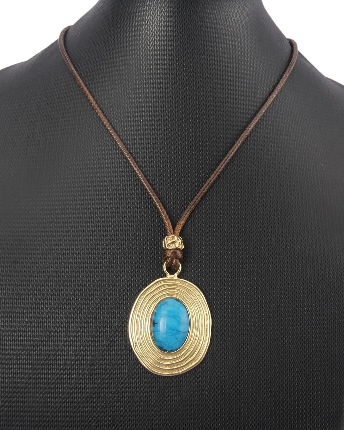 GelConnie Boho Necklaces for Women Vintage Silver Circles Long Pendant Necklace Cowgirl Sweater Necklace Adjustable Leather Choker Necklace for Women
