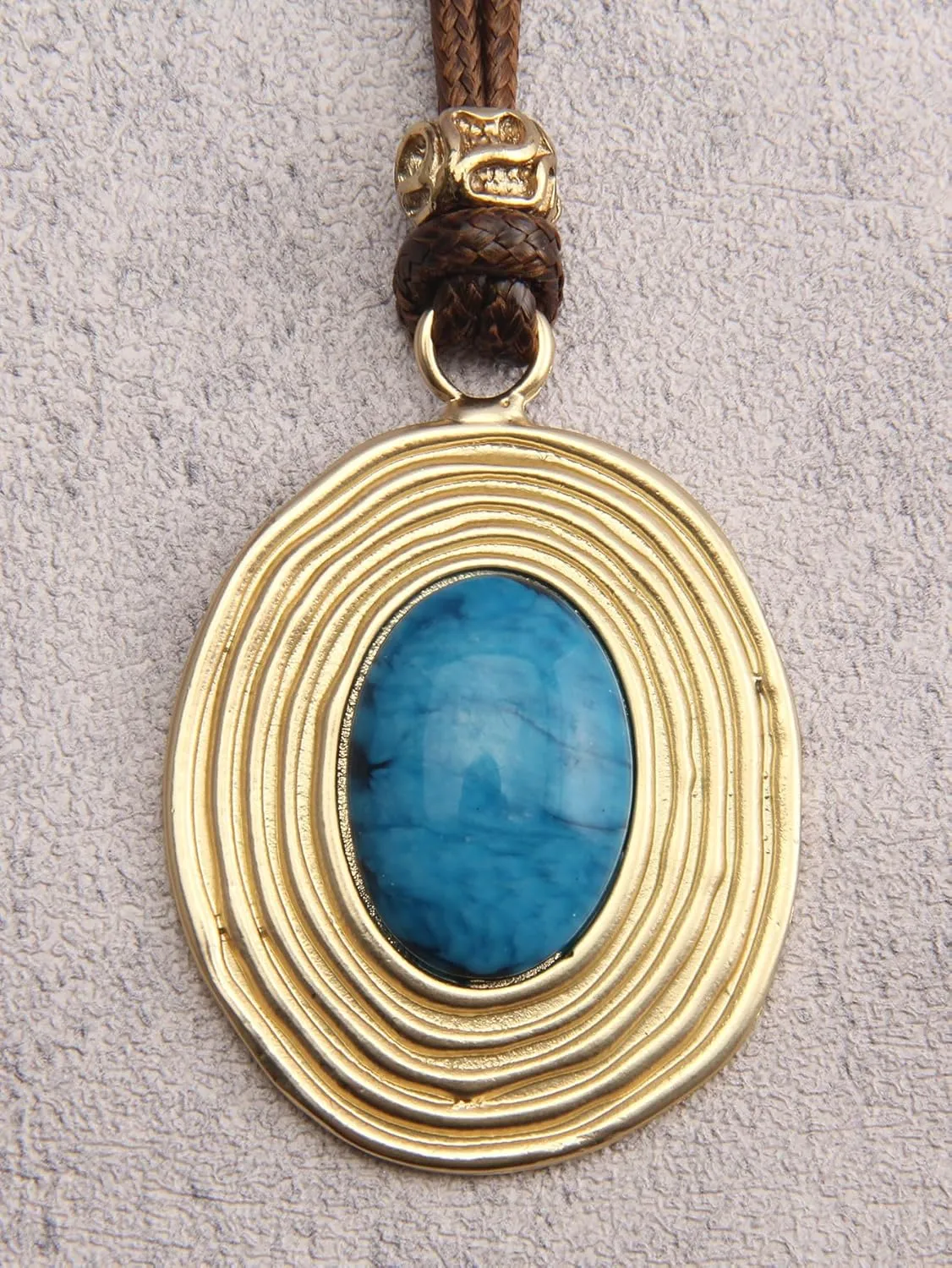 GelConnie Boho Necklaces for Women Vintage Silver Circles Long Pendant Necklace Cowgirl Sweater Necklace Adjustable Leather Choker Necklace for Women