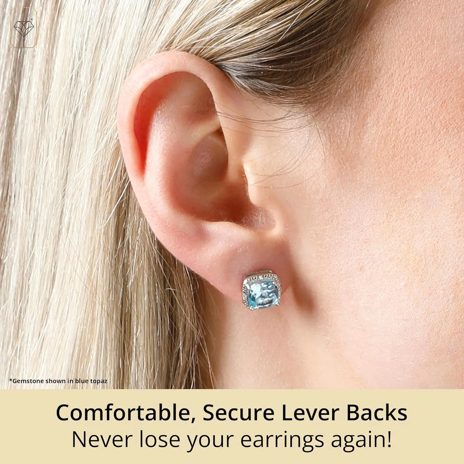 Gemstone and Diamond Accent Halo Cushion Cut Stud Earrings for Women in 925 Sterling Silver 7mm Birthstone with Push Backs by MAX   STONE