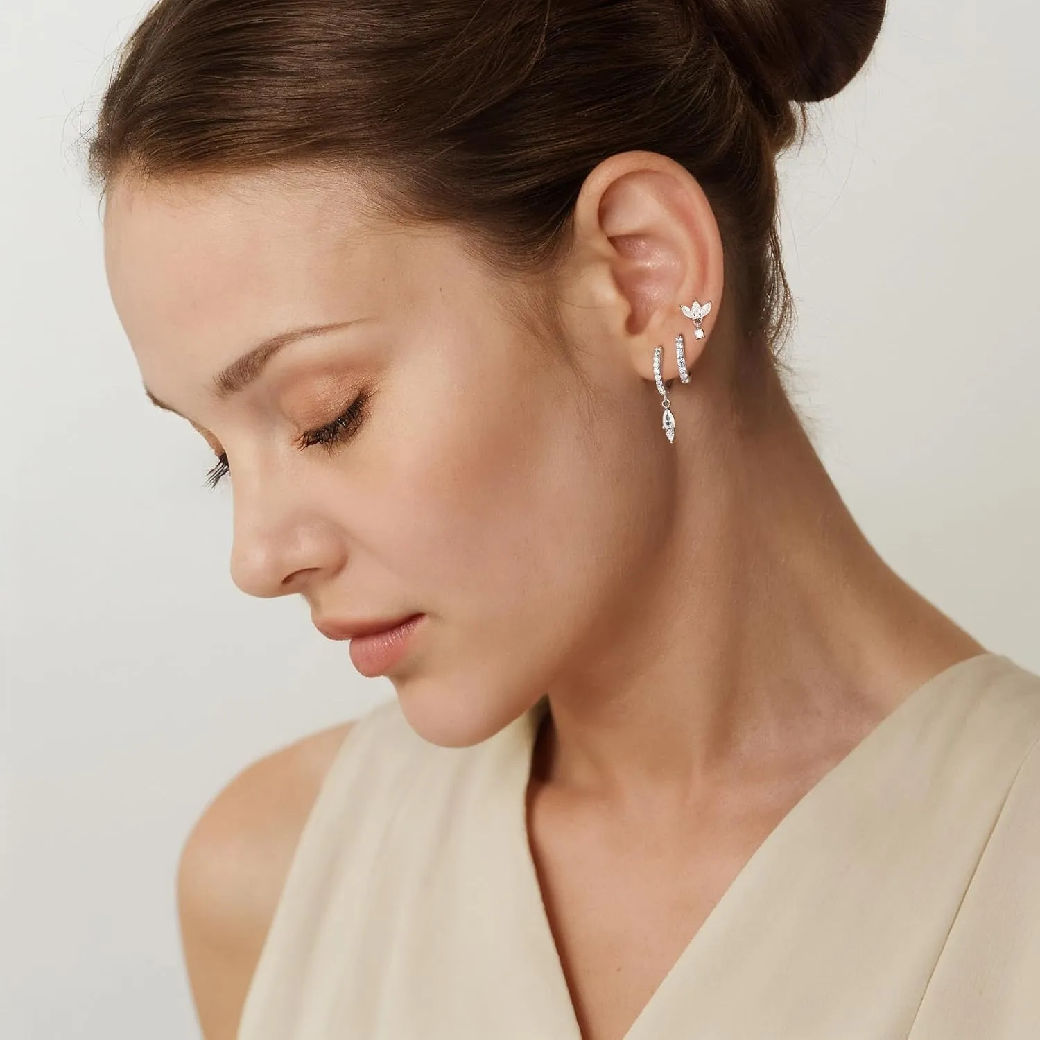 GEORGE  SMITH Gold Earring Sets for Multiple Piercing 14K Gold Plated Dainty Earrings for Women Hypoallergenic Huggie Hoop Drop Dangle Stud Earrings Cartilage Earring Set