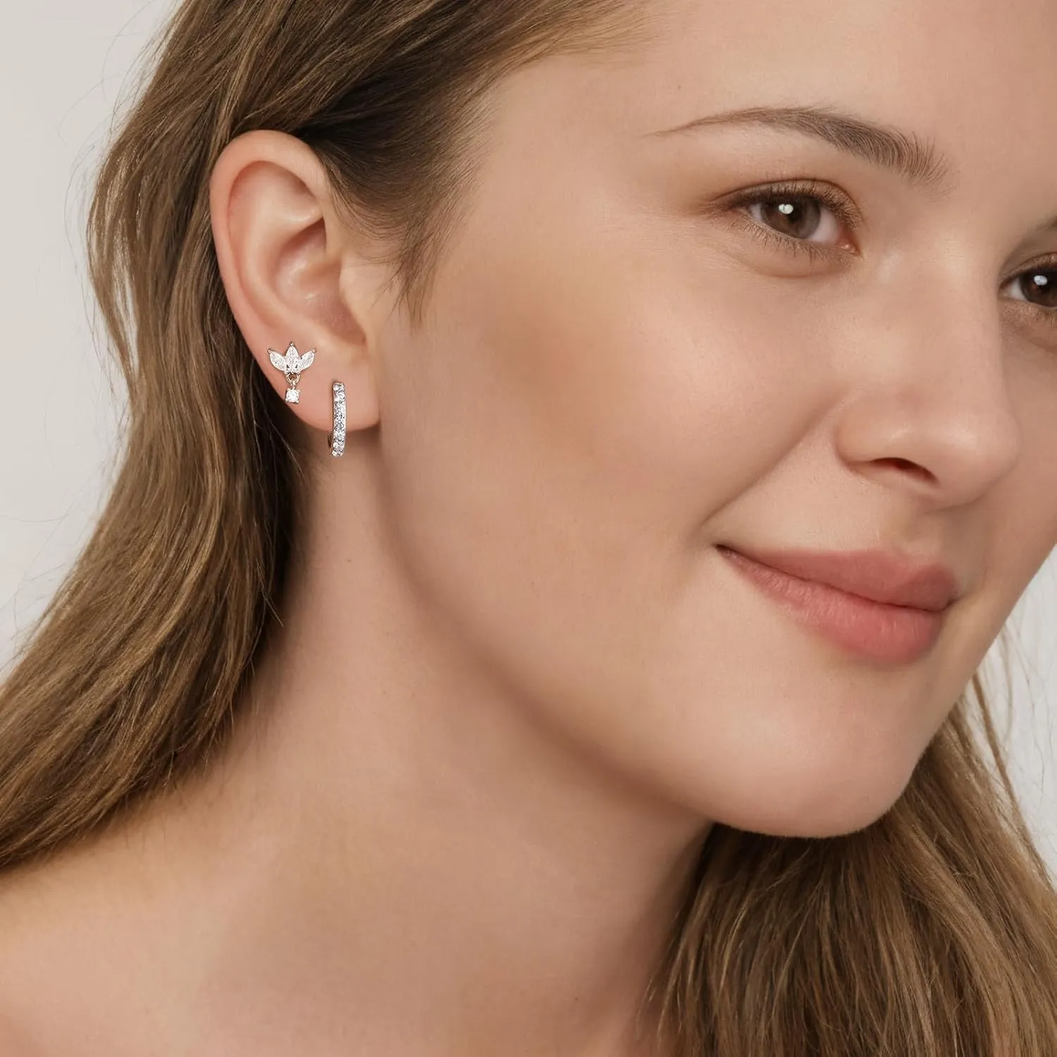 GEORGE  SMITH Gold Earring Sets for Multiple Piercing 14K Gold Plated Dainty Earrings for Women Hypoallergenic Huggie Hoop Drop Dangle Stud Earrings Cartilage Earring Set