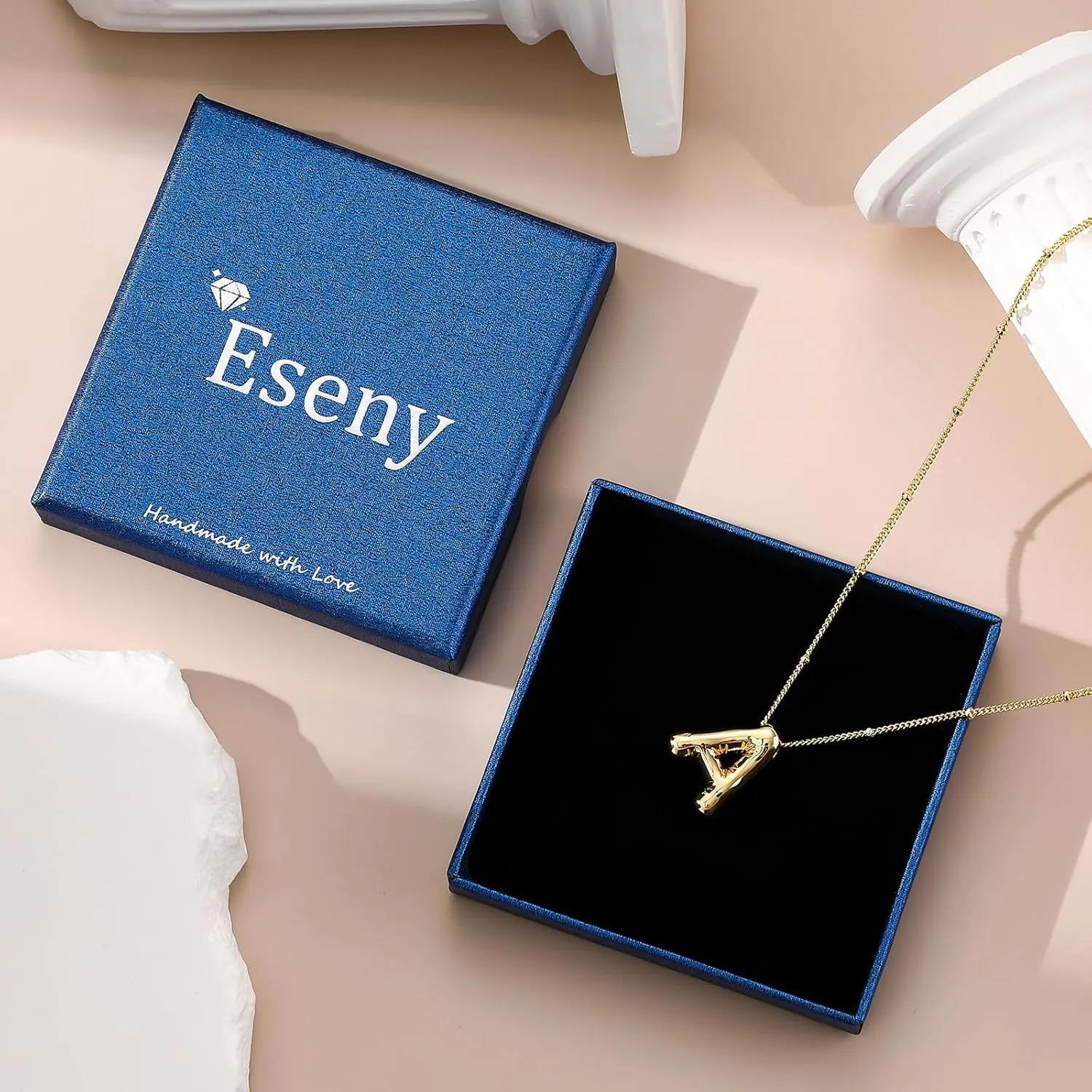 Gifts for Women,Bubble Letter Necklace Gold,14K Real Gold Plated,Initial Necklaces for Women Trendy,Birthday Gifts for Women Personalized