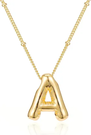 Gifts for Women,Bubble Letter Necklace Gold,14K Real Gold Plated,Initial Necklaces for Women Trendy,Birthday Gifts for Women Personalized