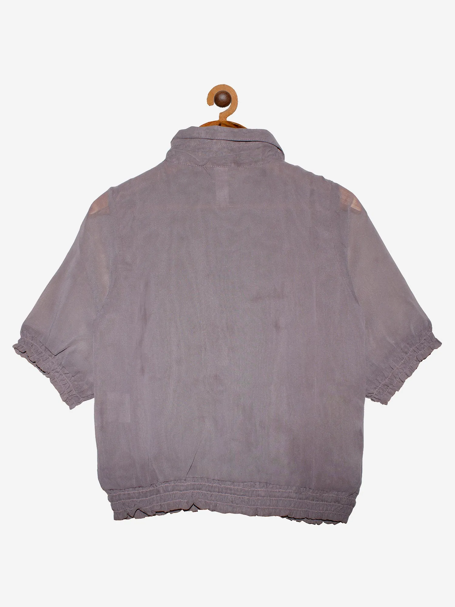 Girls Georgette Shirt with Smocking hem