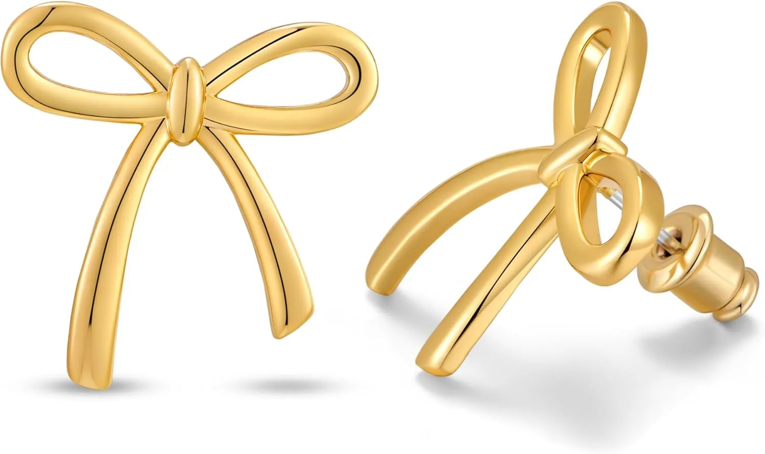 Gold Bow Stud Earrings for Women Lightweight Statement Earrings Hypoallergenic Simple Bow Jewelry Gift