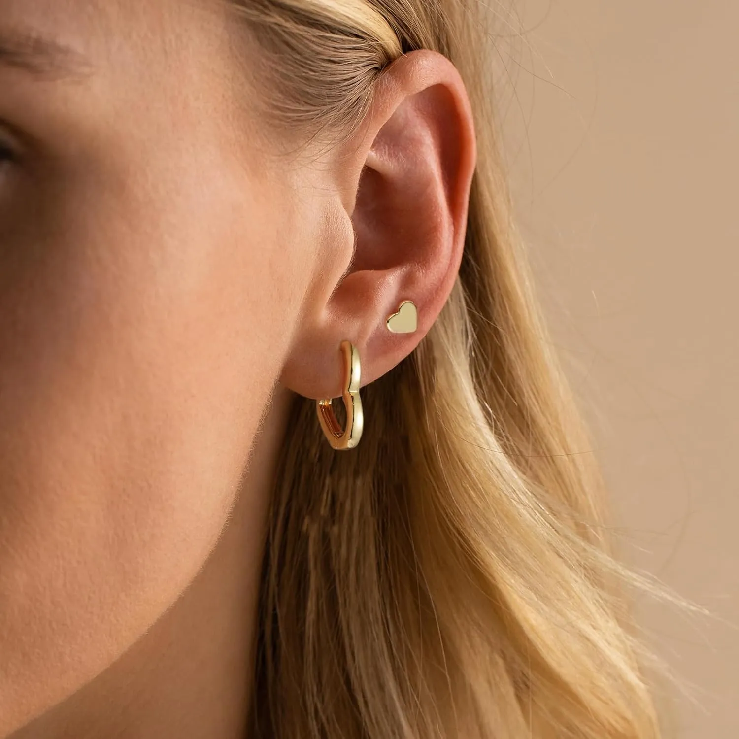 Gold Cartilage Earrings - 14K Gold Plated Stud & Huggie Earrings for Multiple Piercings